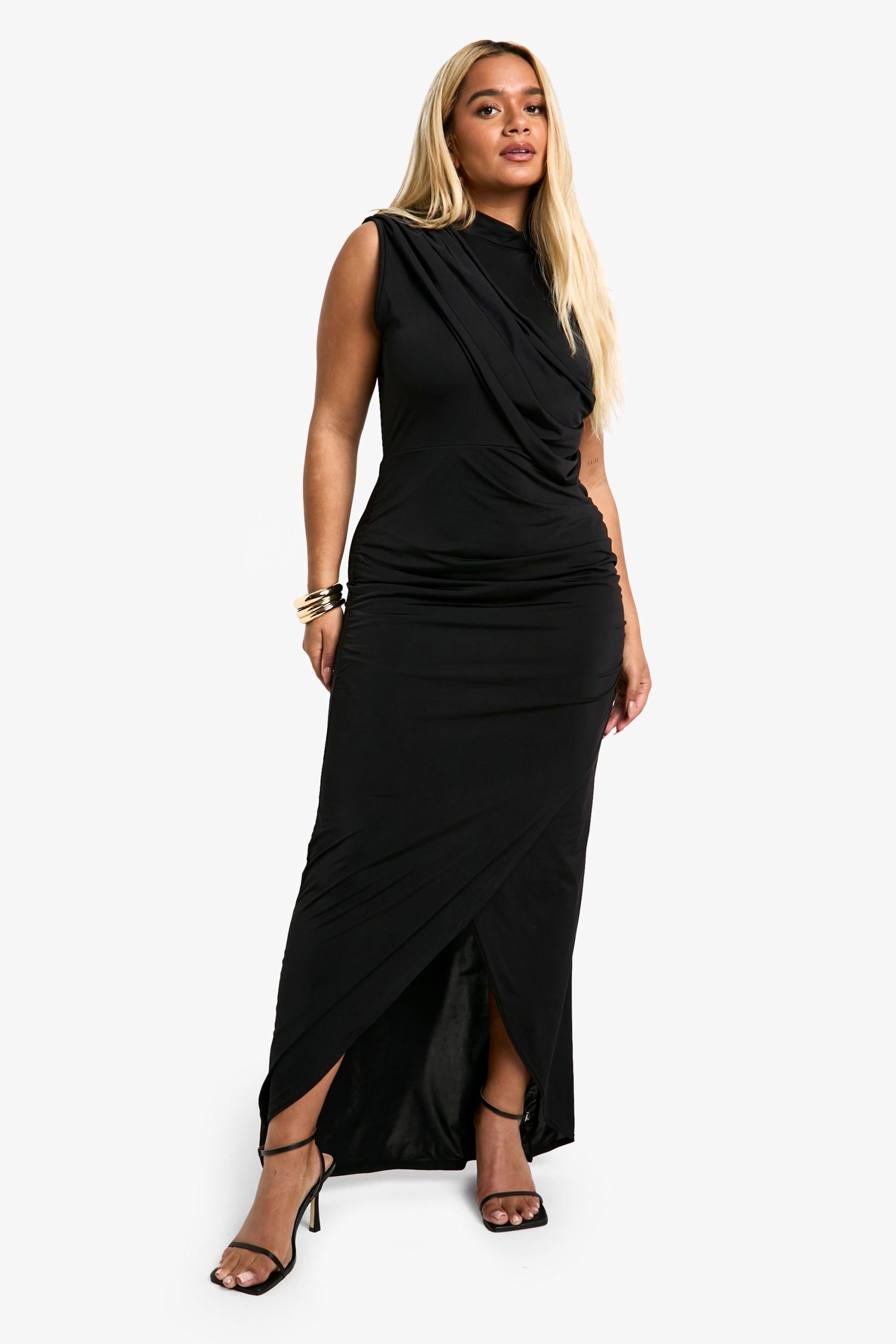 Plus Slinky Wrap Detail Maxi Dress - Image 3