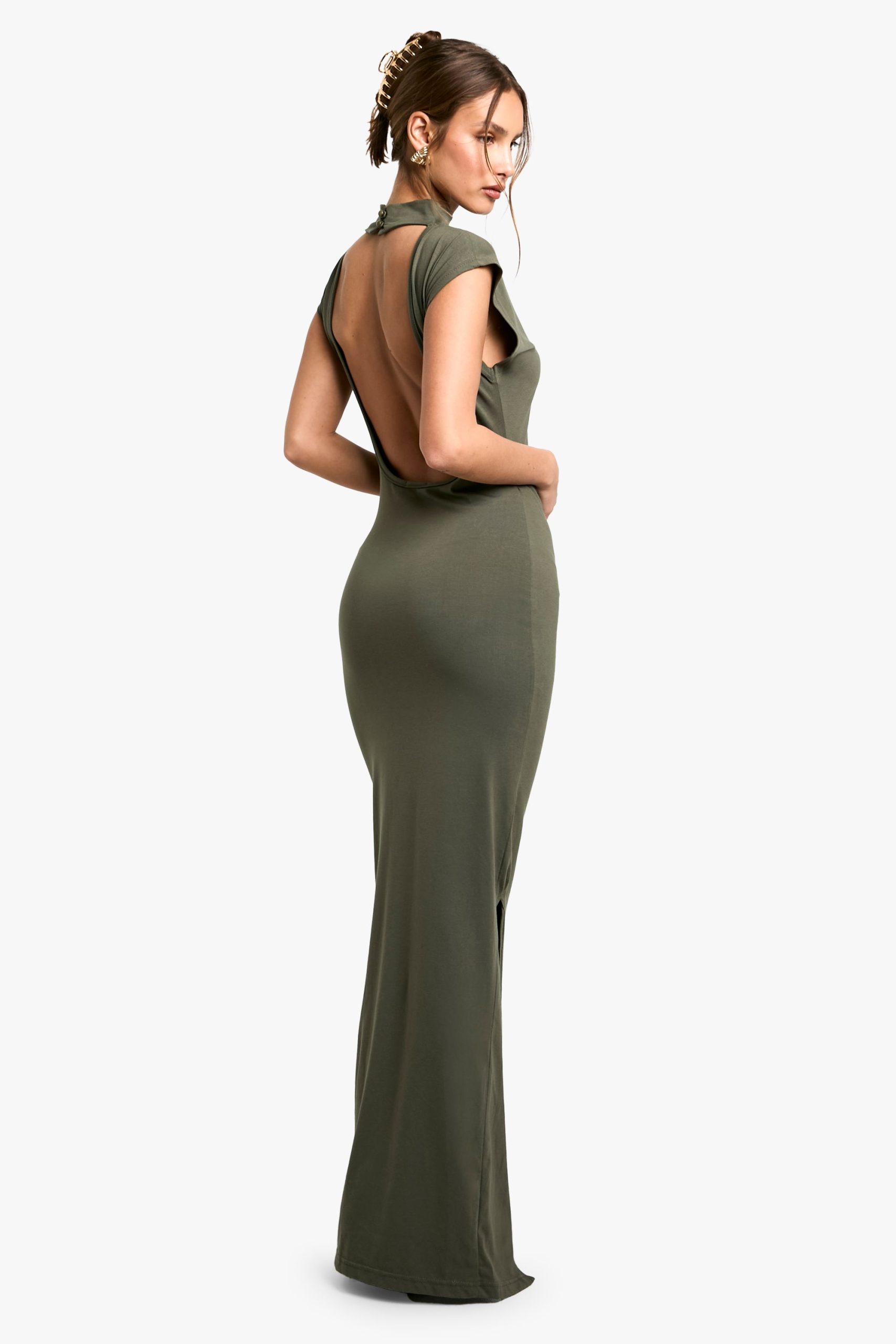Ruched High Neck Midaxi Dress - Image 2
