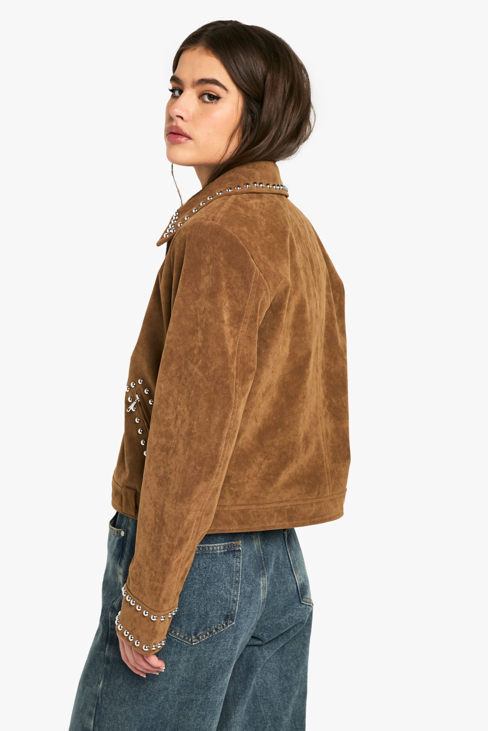 Suede Look Studded Jacket - Image 2