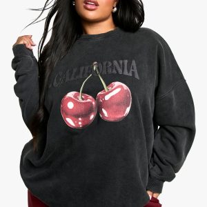 Plus California Cherry Oversized Sweatshirt