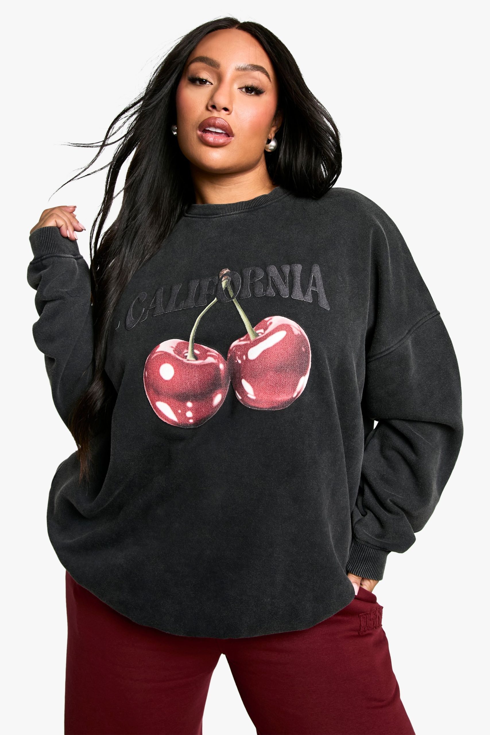 Plus California Cherry Oversized Sweatshirt