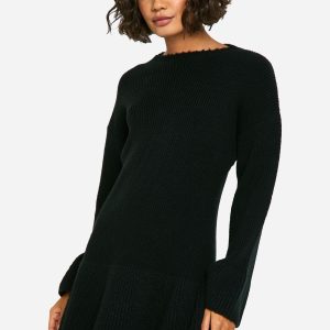 Tall Brushed Flare Sleeve Knit Skater Dress