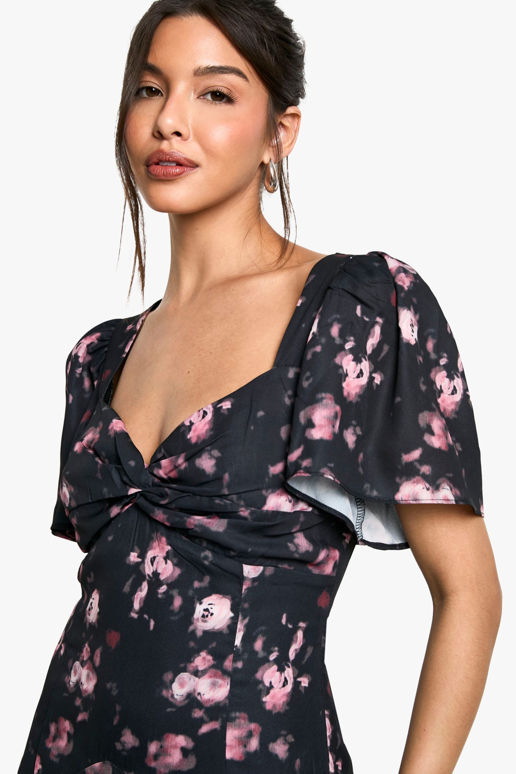 Floral Angel Sleeve Chiffon Midaxi Dress - Image 4