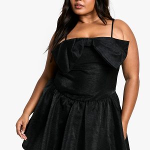 Plus Strappy Bow Detail Skater Dress