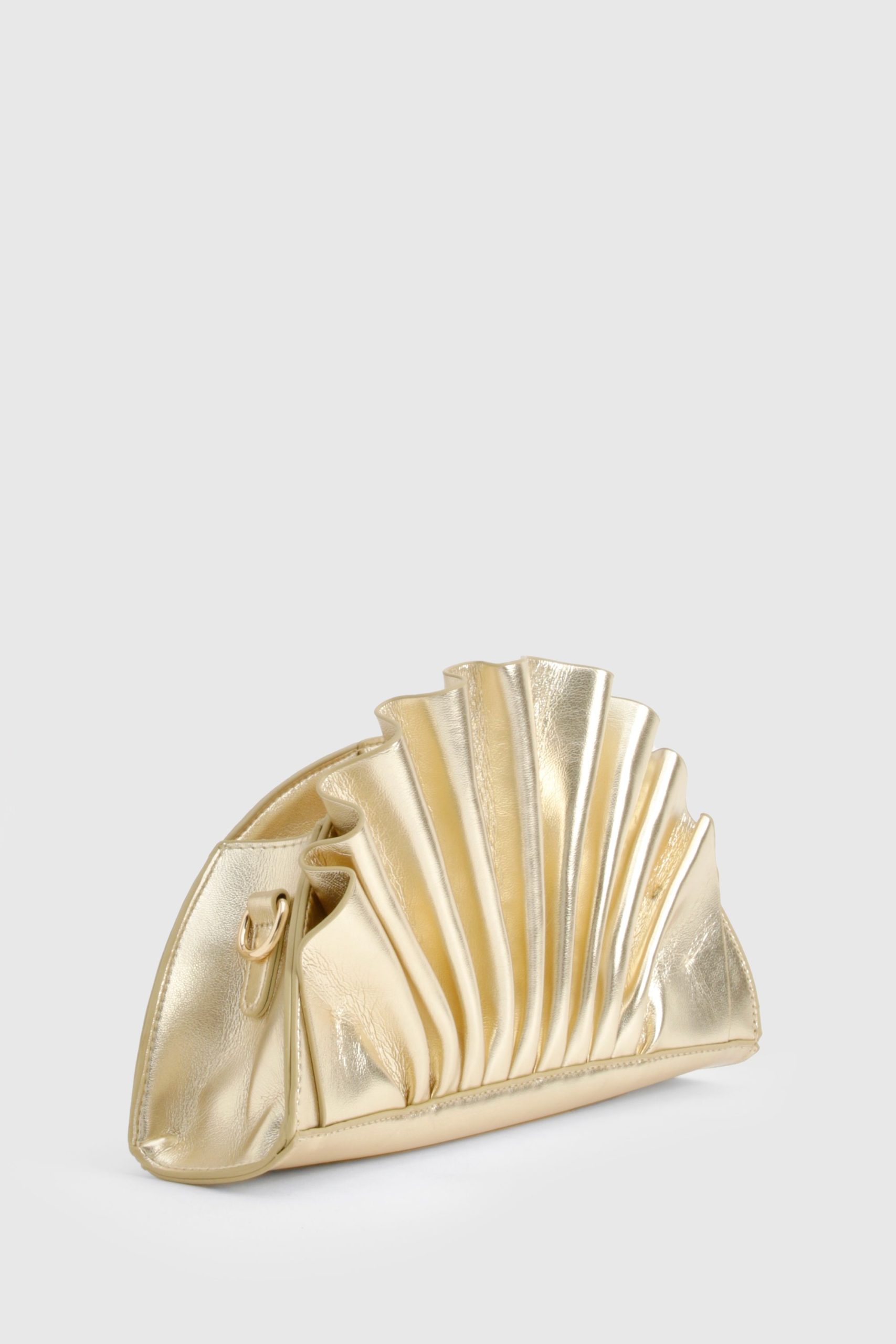 Metallic Ruffle Clutch Bag - Image 3