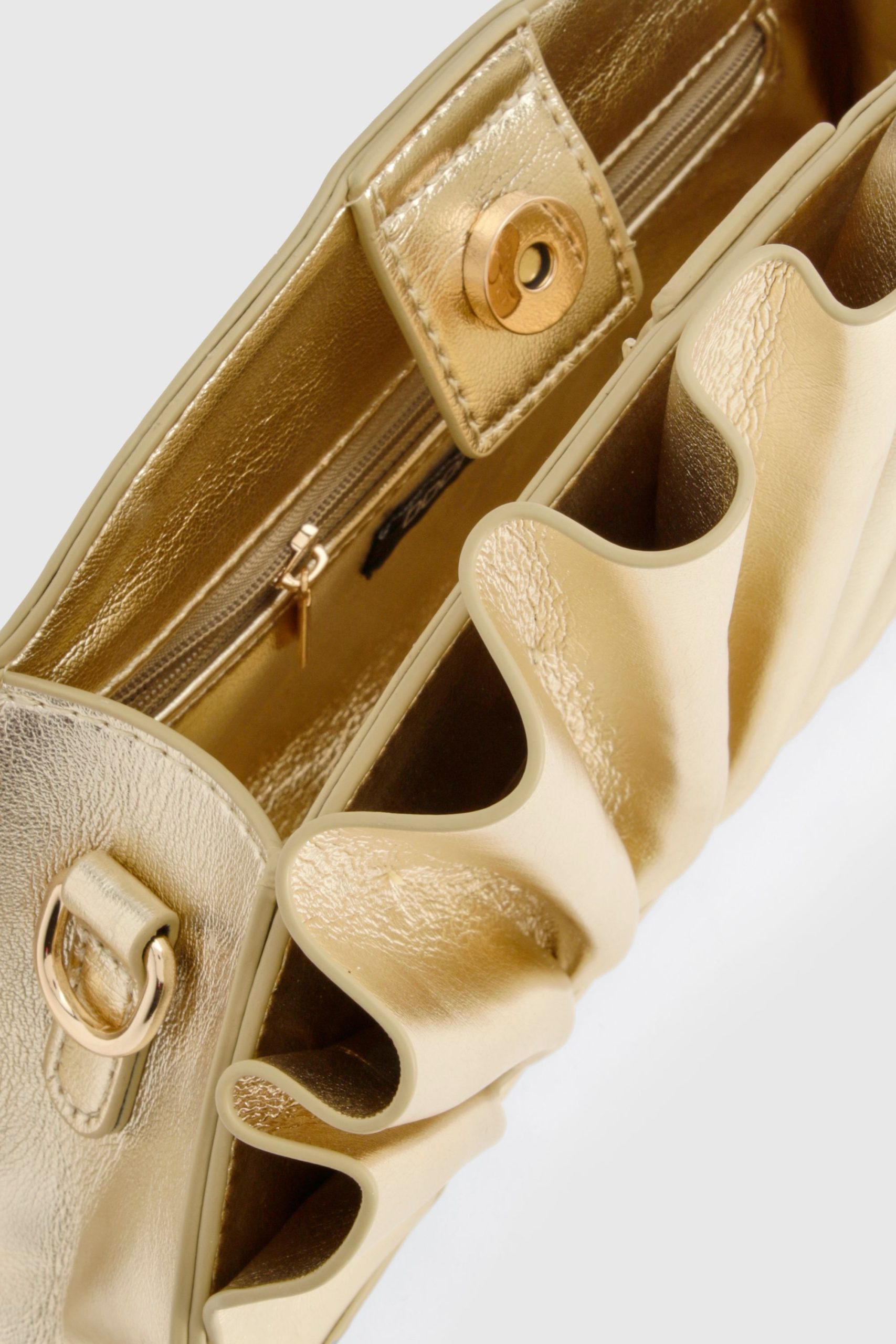 Metallic Ruffle Clutch Bag - Image 4
