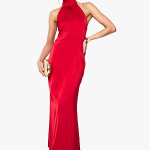 Satin Halterneck Maxi Dress
