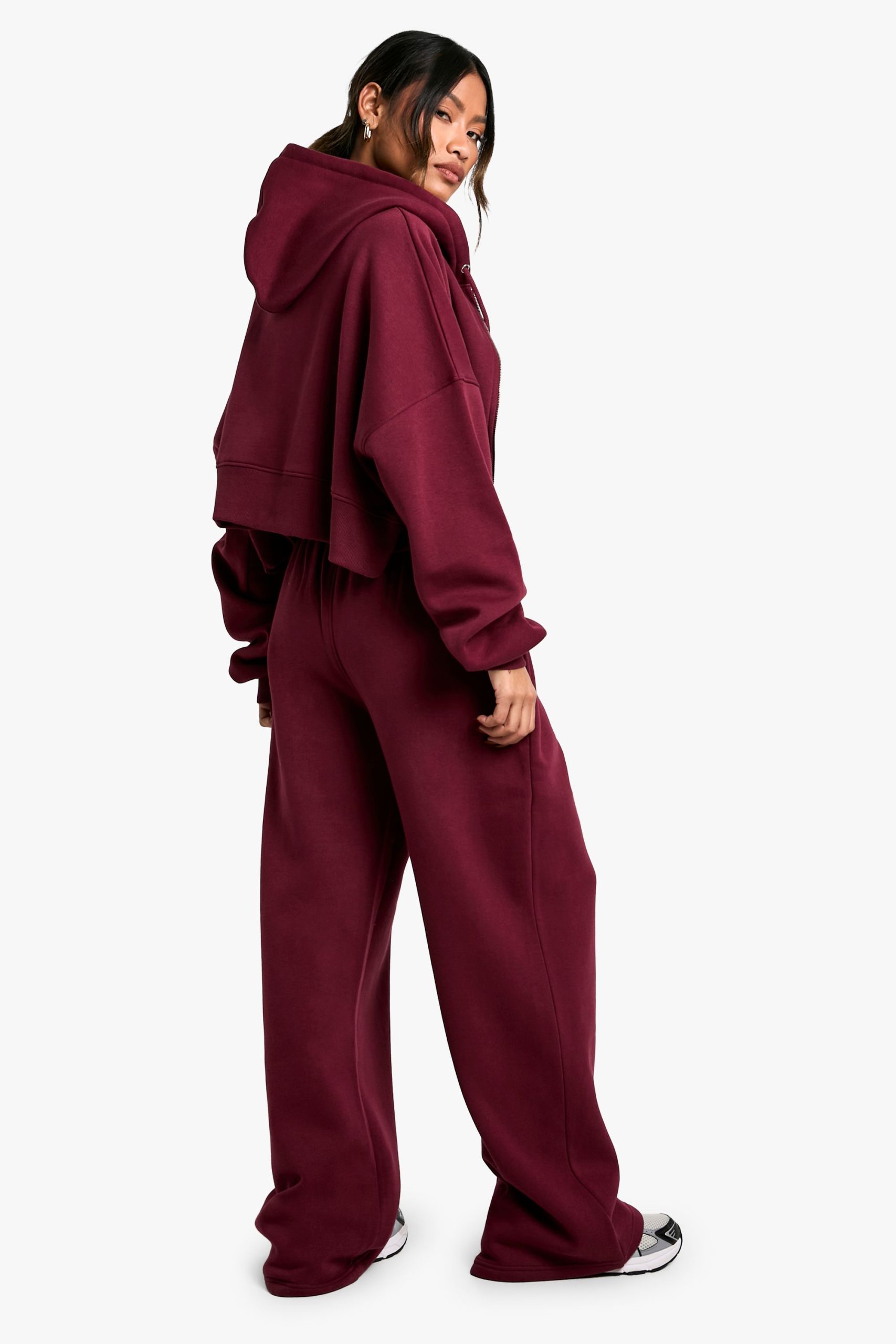 Ribbed V Neck Top 3 Piece Hooded Tracksuit - Image 2