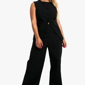 Plus Super Stretch Longline Waistcoat & Straight Leg Trousers