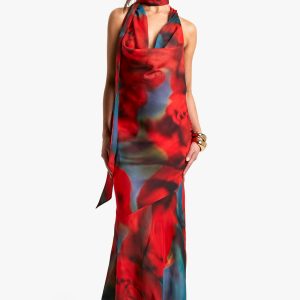 Blur Chiffon Halterneck Maxi Dress