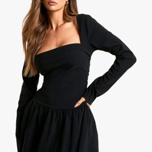 Long Sleeve Skater Mini Dress