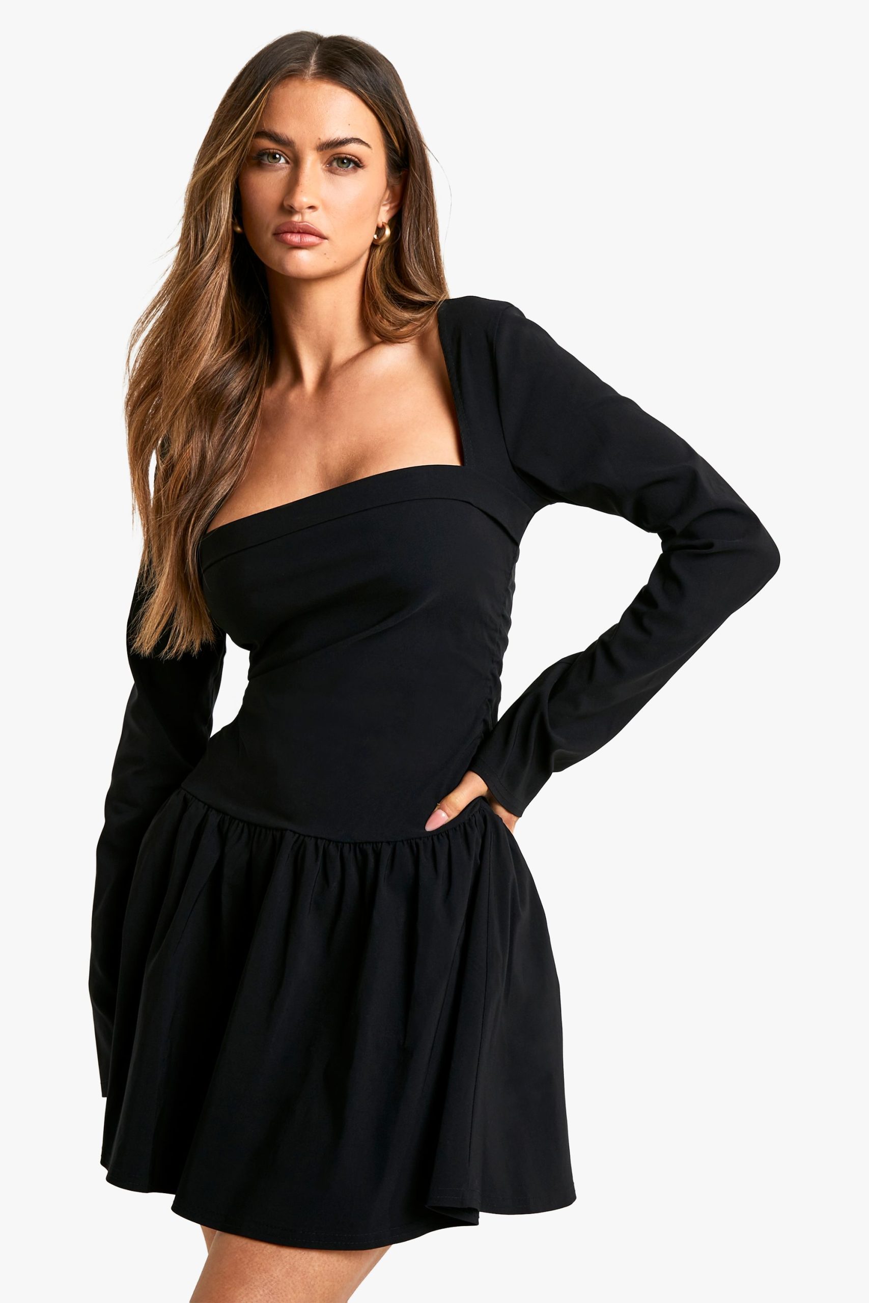 Long Sleeve Skater Mini Dress