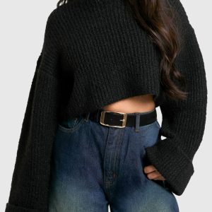 Faux Suede Chunky Gold Buckle Boyfriend Belt