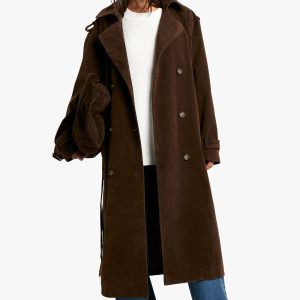 Vintage Suede Look Trench Coat