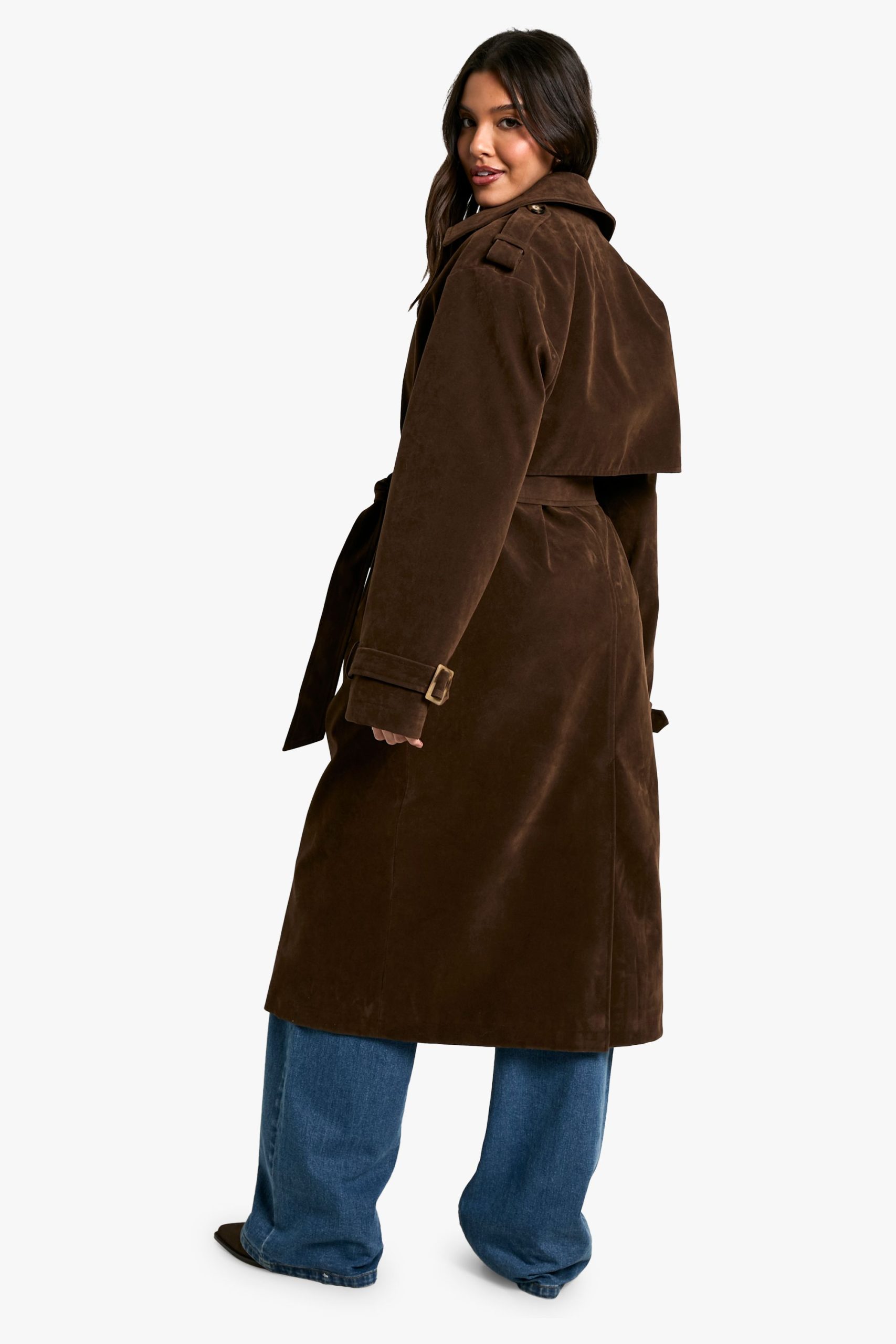 Vintage Suede Look Trench Coat - Image 2