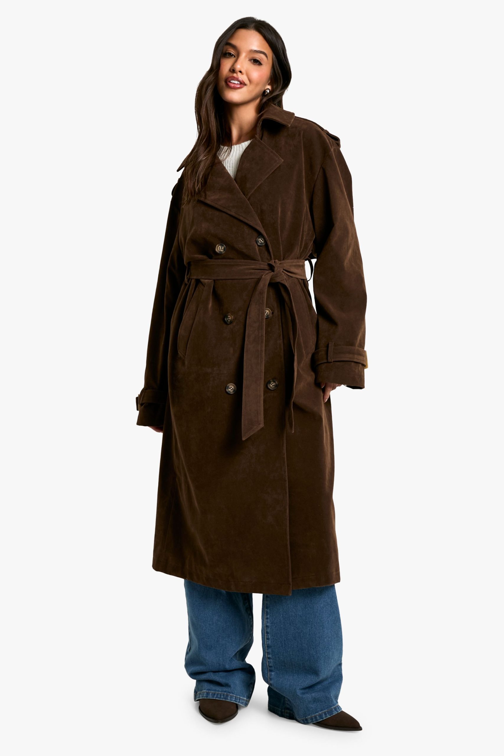Vintage Suede Look Trench Coat - Image 3