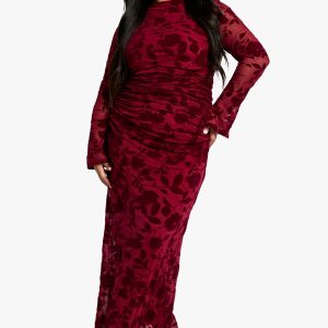 Plus Devore Ruched Midaxi Dress