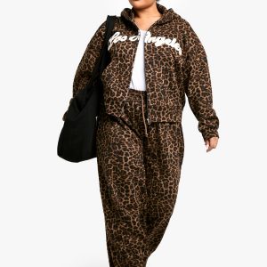 Plus All Over Leopard Straight Leg Jogger