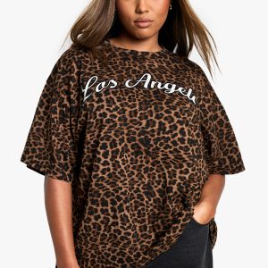 Plus All Over Leopard Oversized T-Shirt