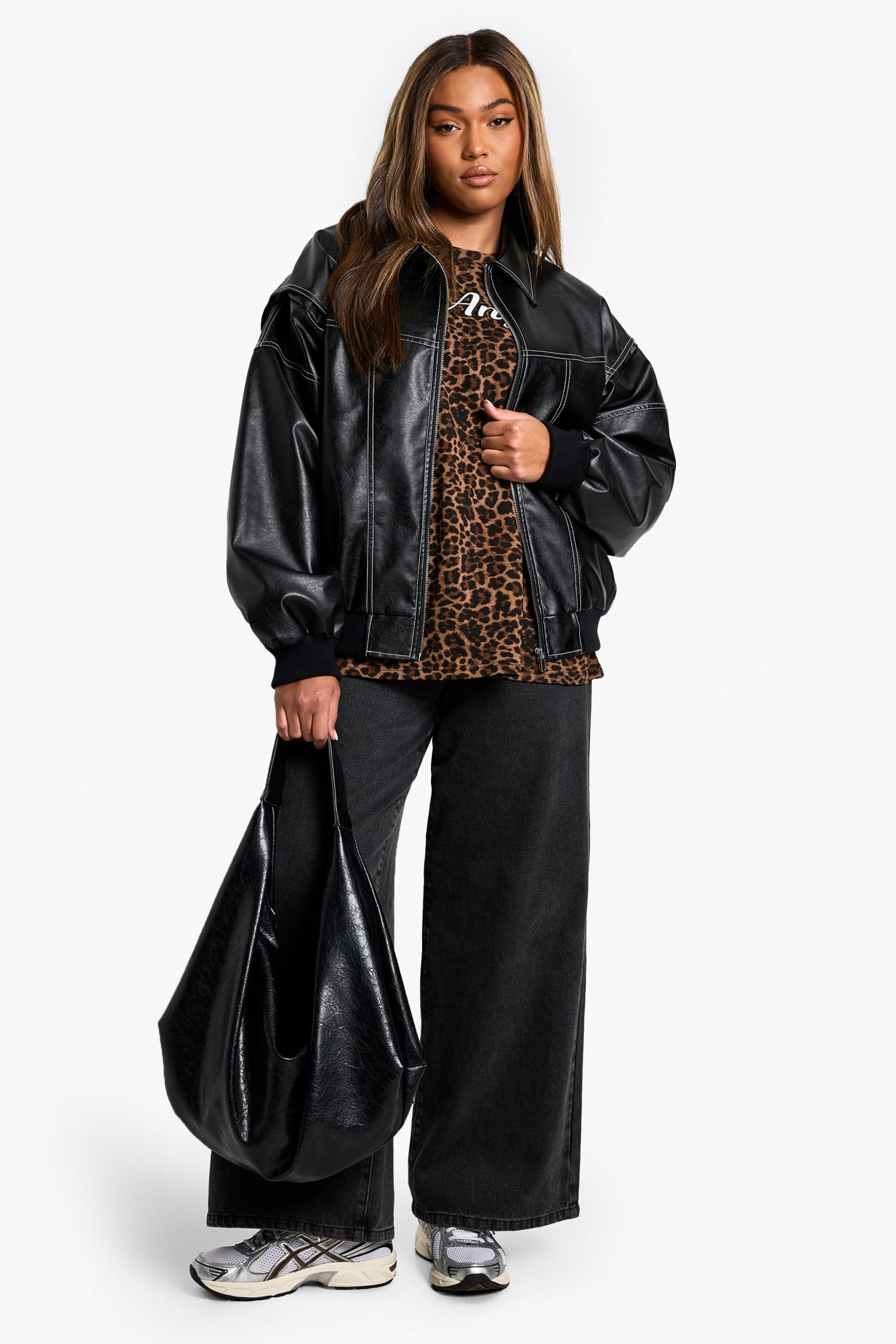 Plus All Over Leopard Oversized T-Shirt - Image 3