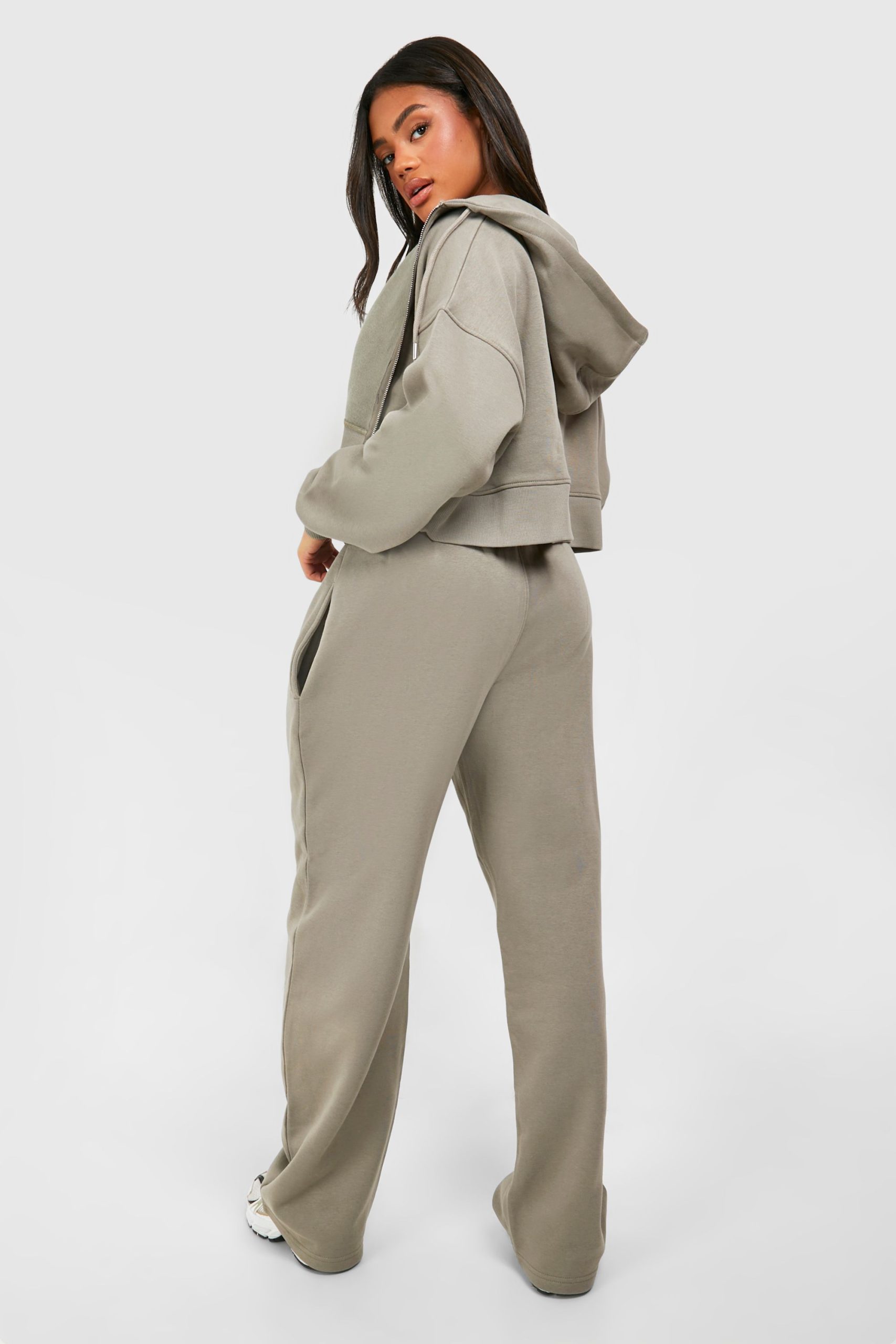 Deep Hem Crop Top 3 Piece Hooded Tracksuit - Image 2