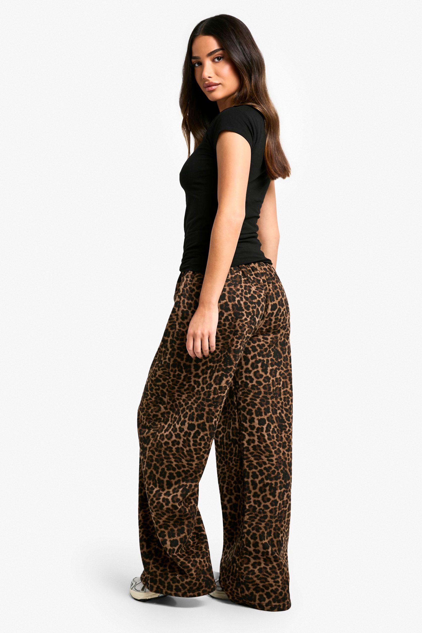 Petite Leopard Wide Leg Jogger - Image 2