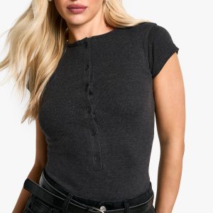 Popper Front T-Shirt Bodysuit