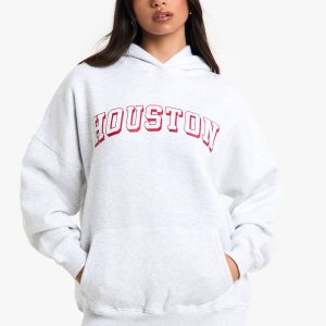 Houston Slogan Oversized Hoodie