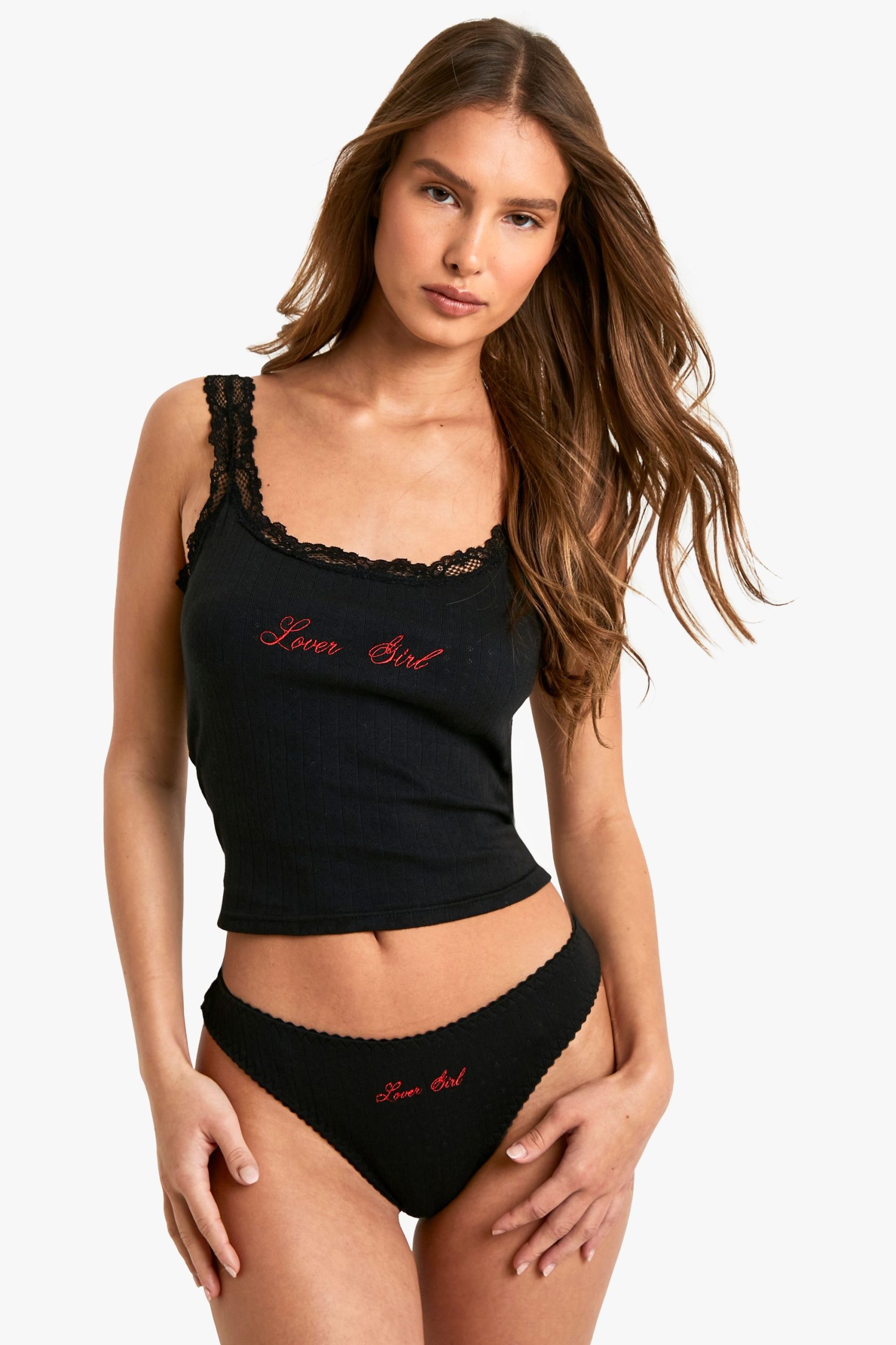 Lover Girl Contrast Cami and Thong Set - Image 3