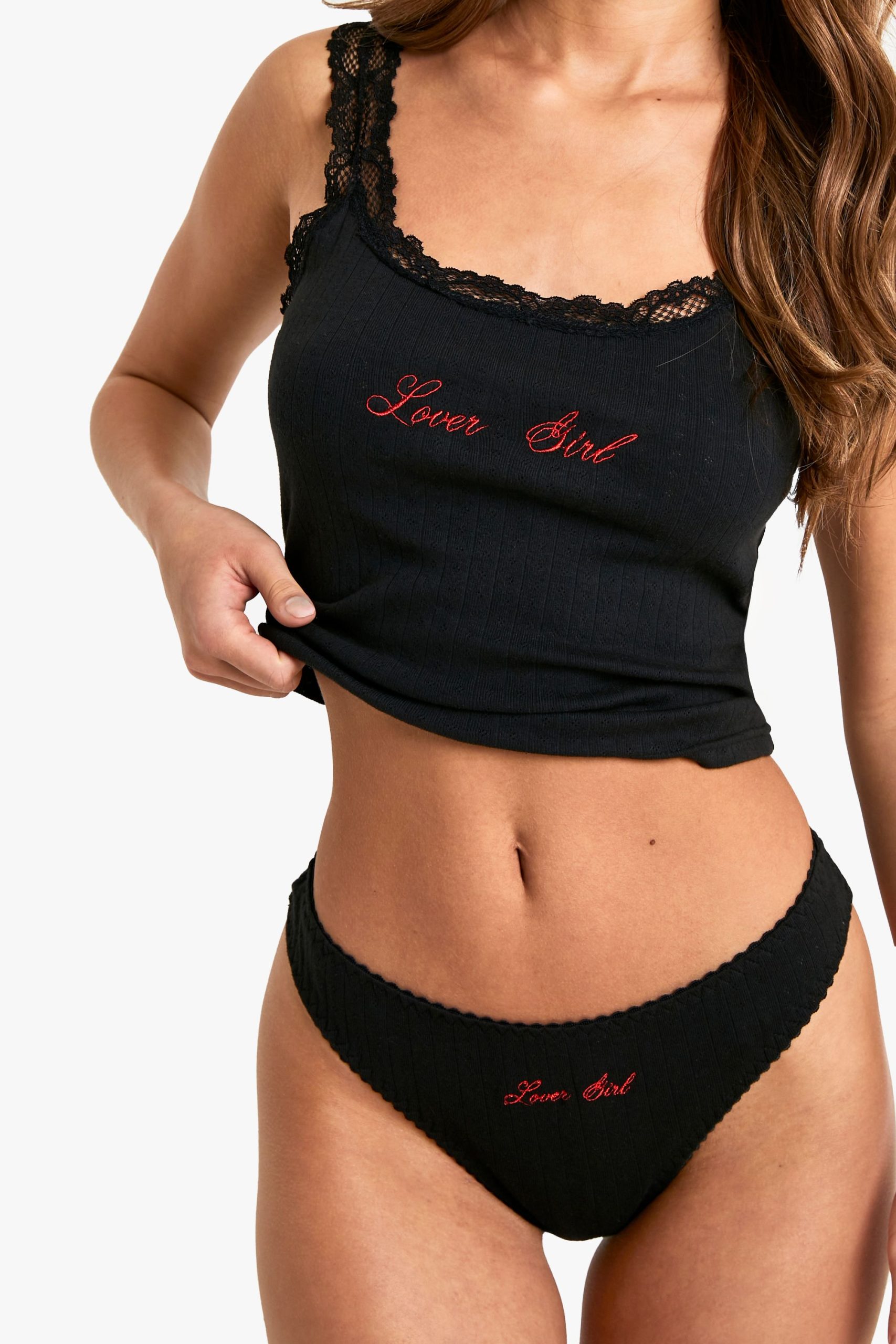 Lover Girl Contrast Cami and Thong Set - Image 4