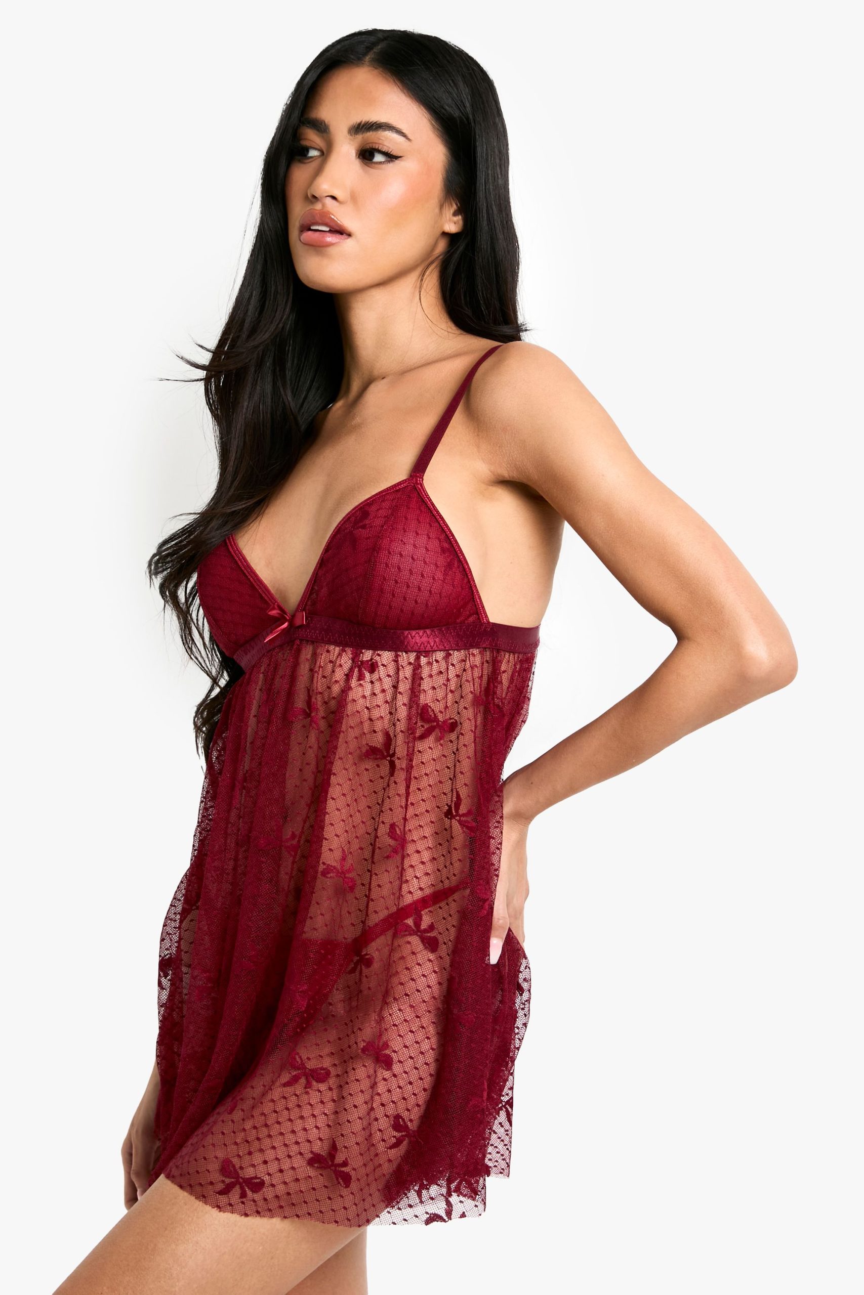 Front Bow Lace Babydoll - Image 3