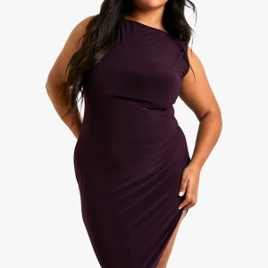 Plus Racer Asymmetric hem Midi Dress