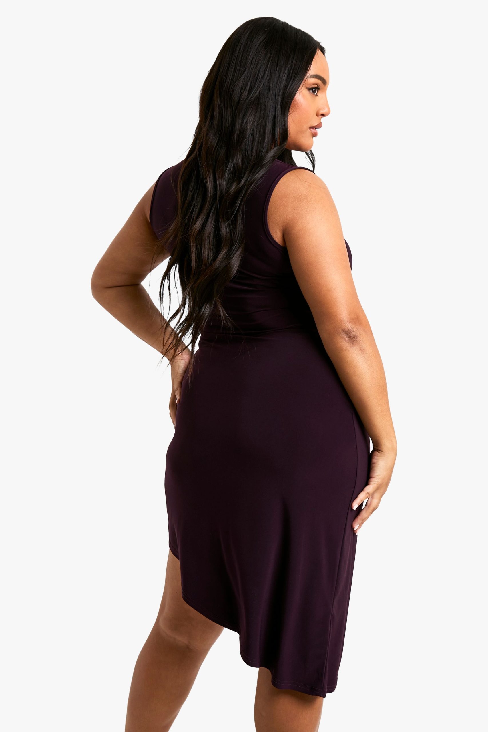 Plus Racer Asymmetric hem Midi Dress - Image 2