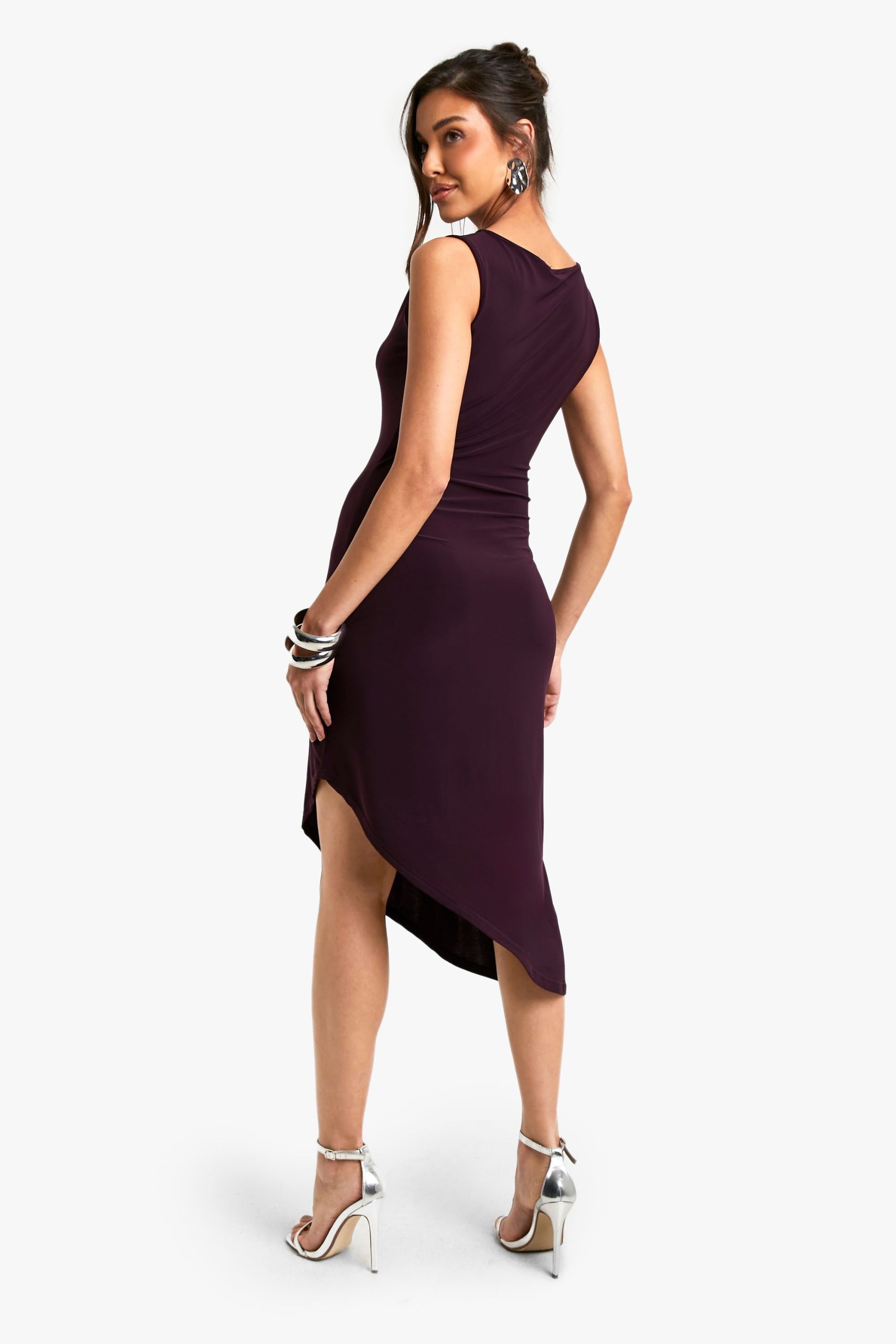 Racer Asymmetric hem Midi Dress - Image 2