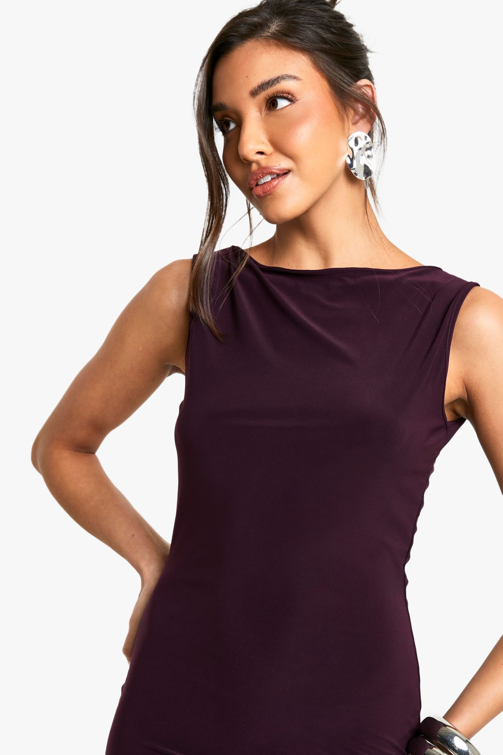 Racer Asymmetric hem Midi Dress - Image 4