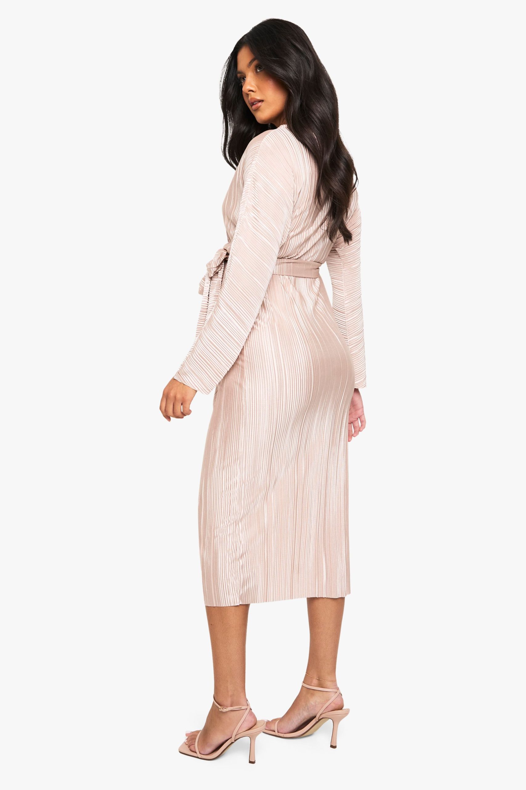 Maternity Plisse Belted Midi Dress - Image 2