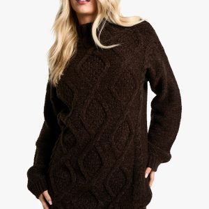 Crew Neck Cable Jumper Dress