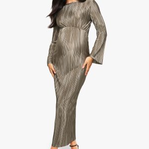 Maternity Plisse Batwing Midaxi Dress