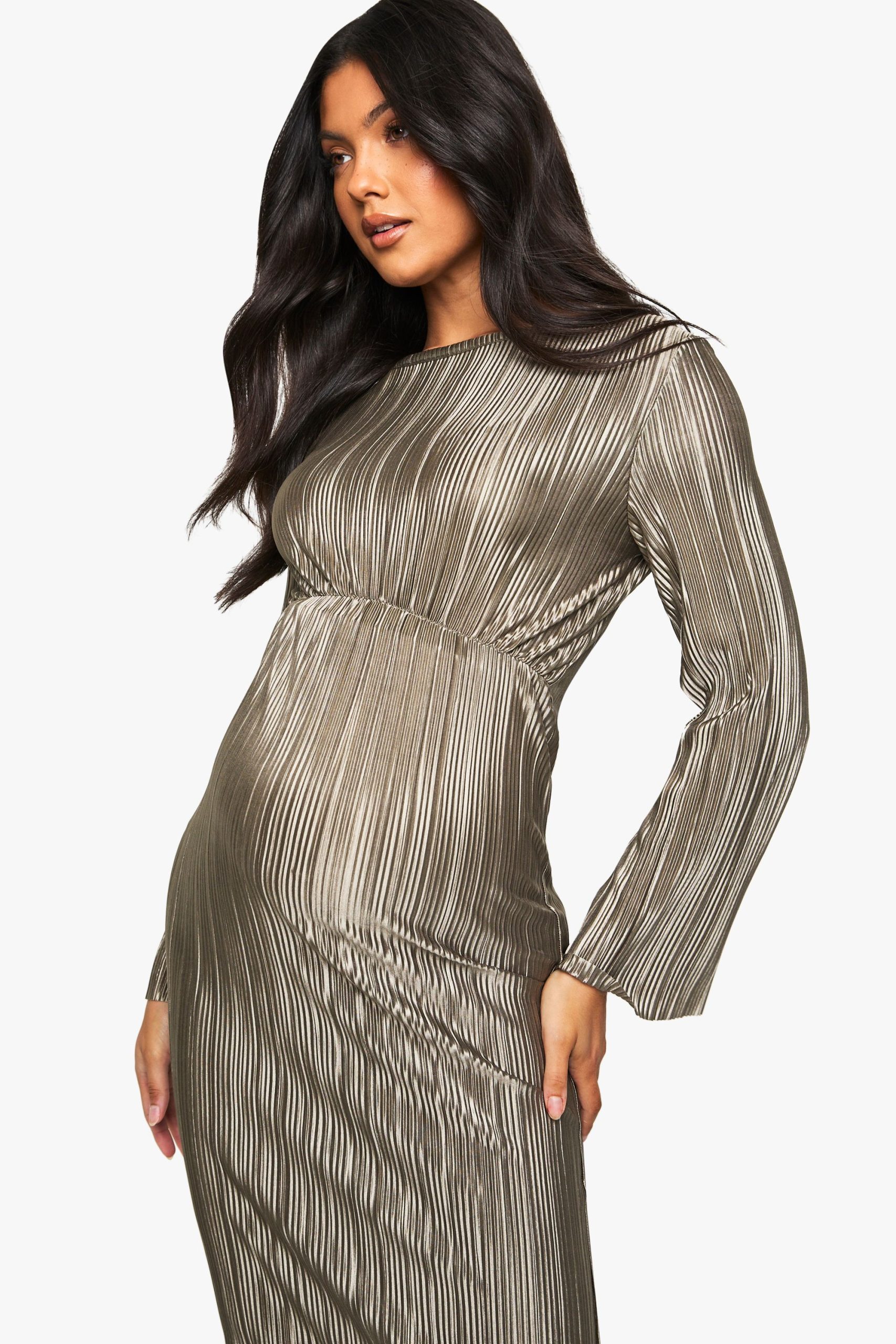 Maternity Plisse Batwing Midaxi Dress - Image 4