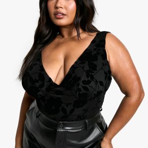 Plus Floral Devore Bodysuit
