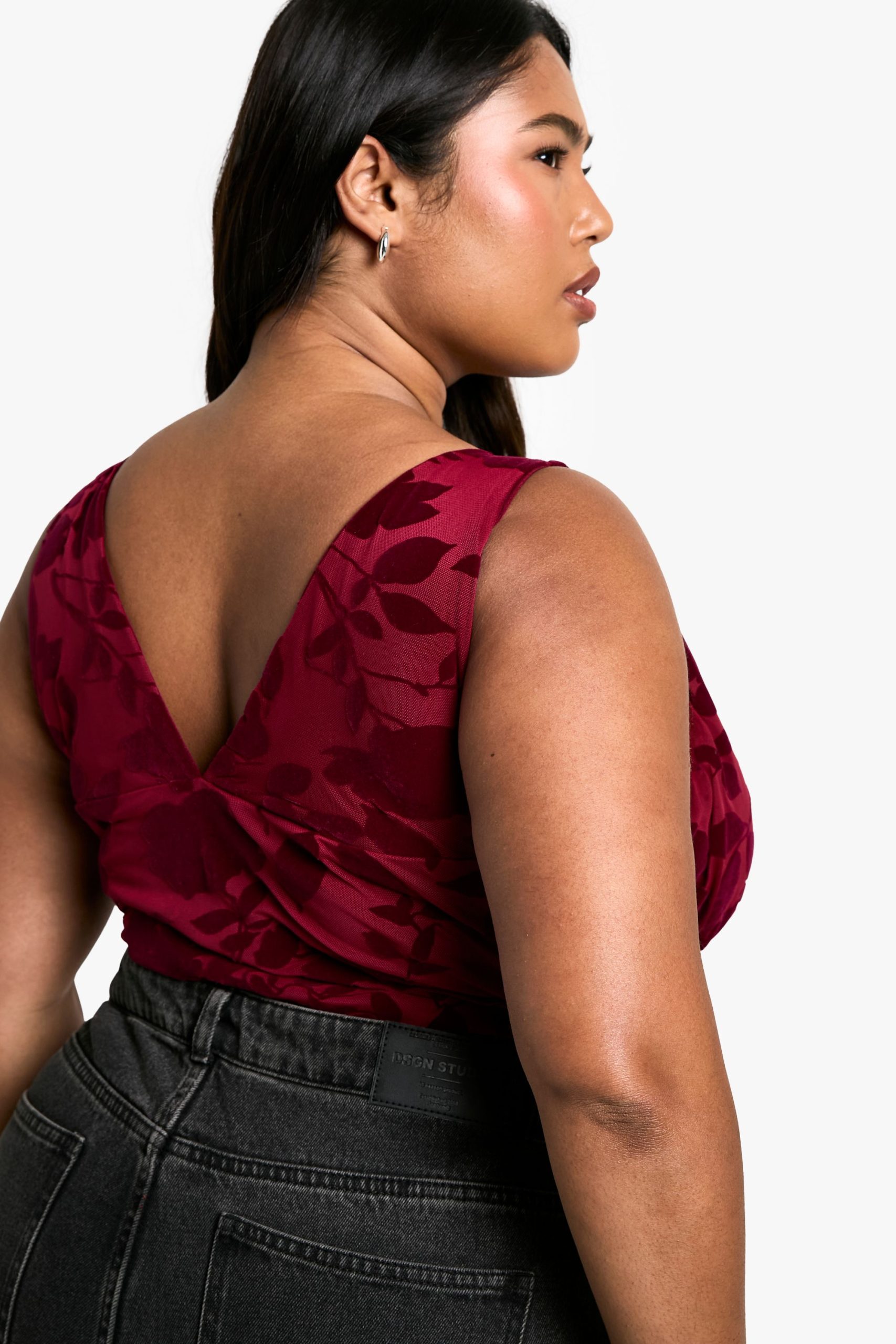 Plus Floral Devore Bodysuit - Image 2