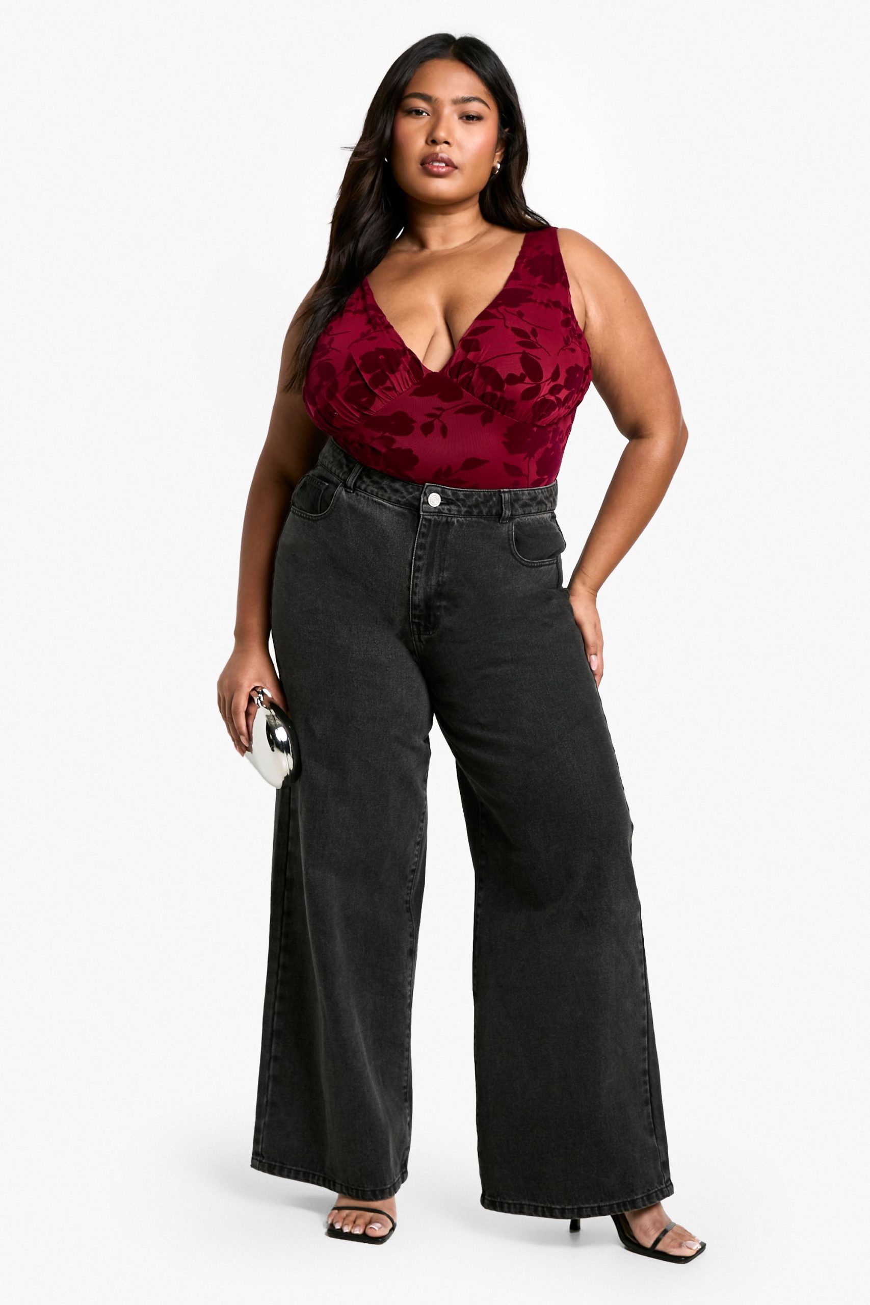 Plus Floral Devore Bodysuit - Image 3