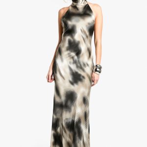 Blur Stripe Halterneck Maxi Dress
