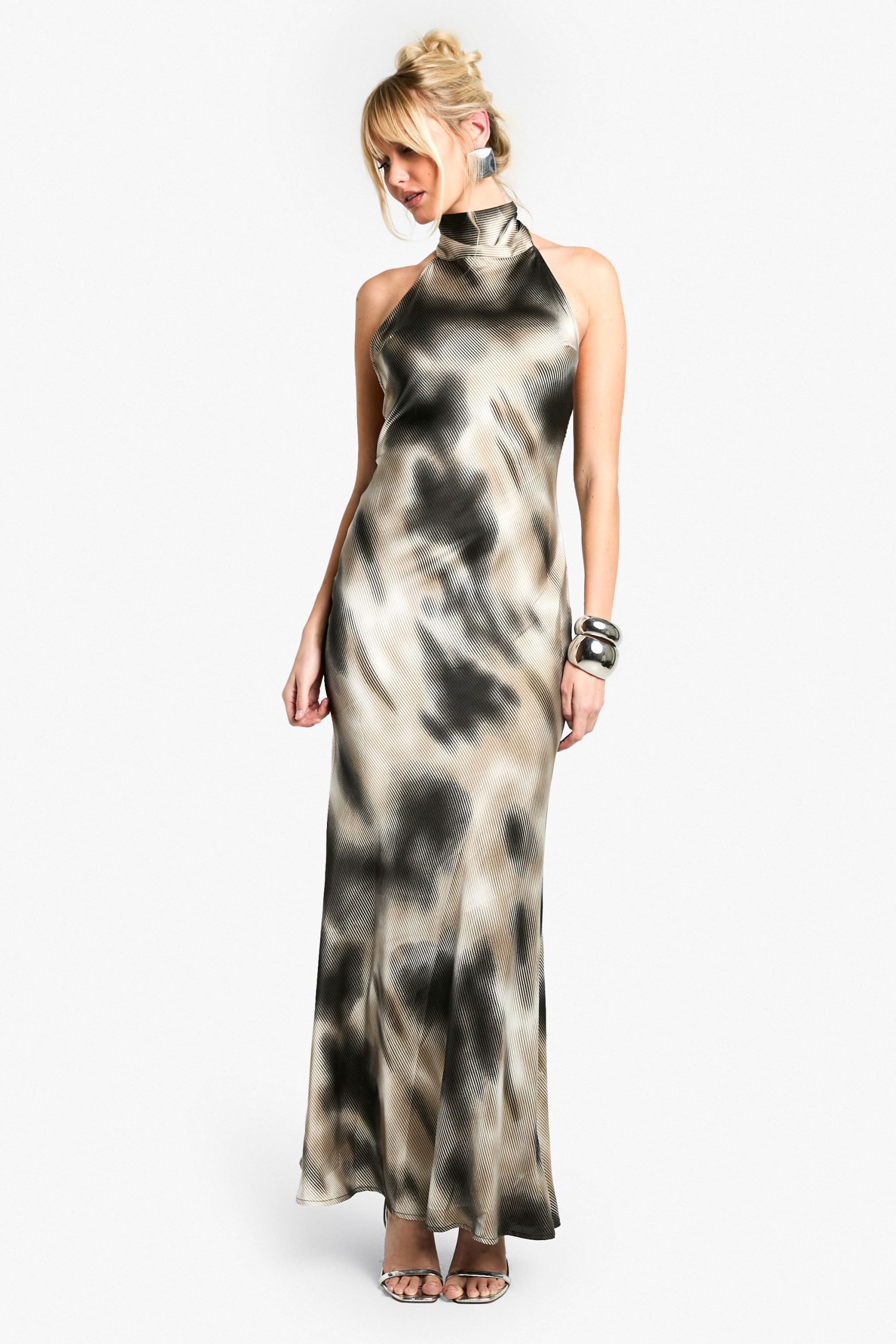 Blur Stripe Halterneck Maxi Dress
