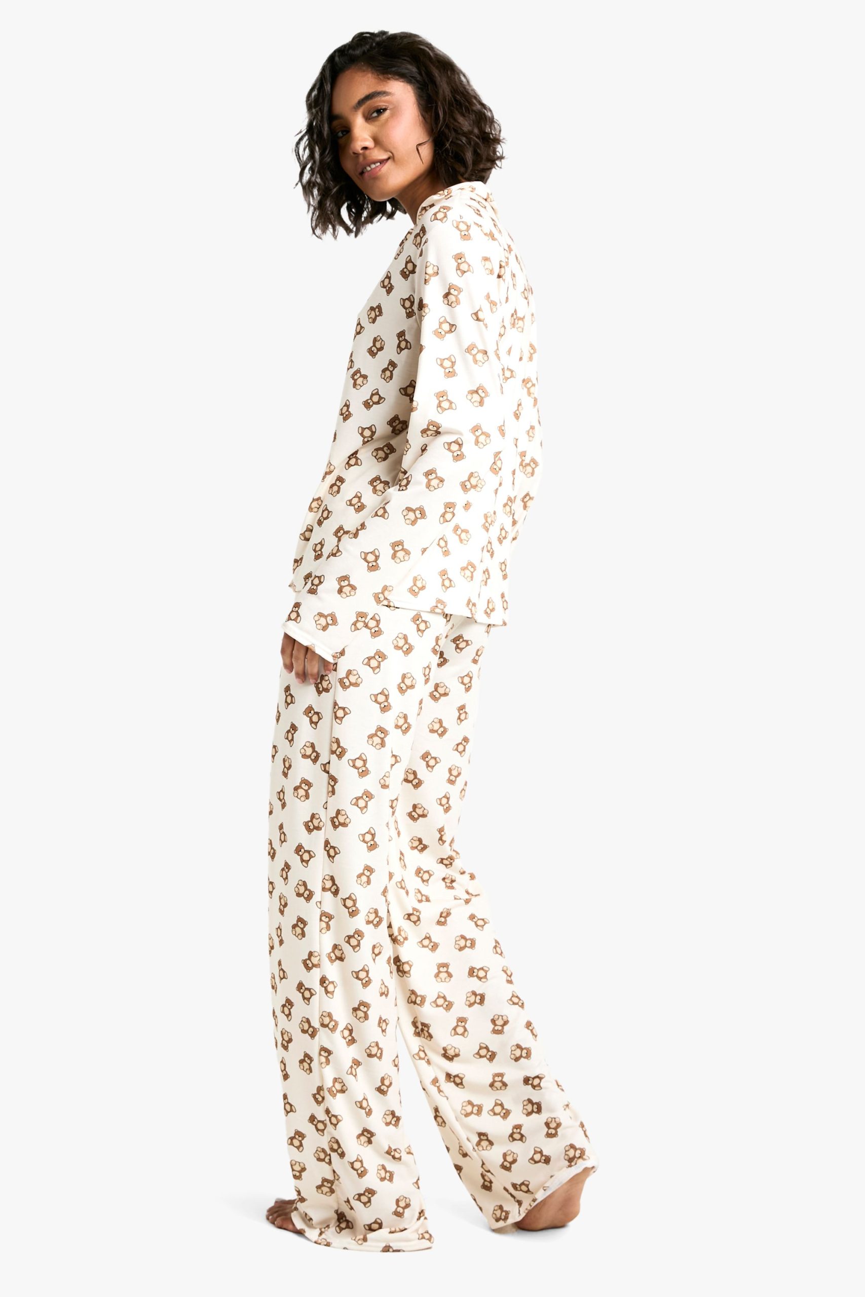 Tall Bear Print Long Sleeve Shirt & Trousers Pyjama Set - Image 2