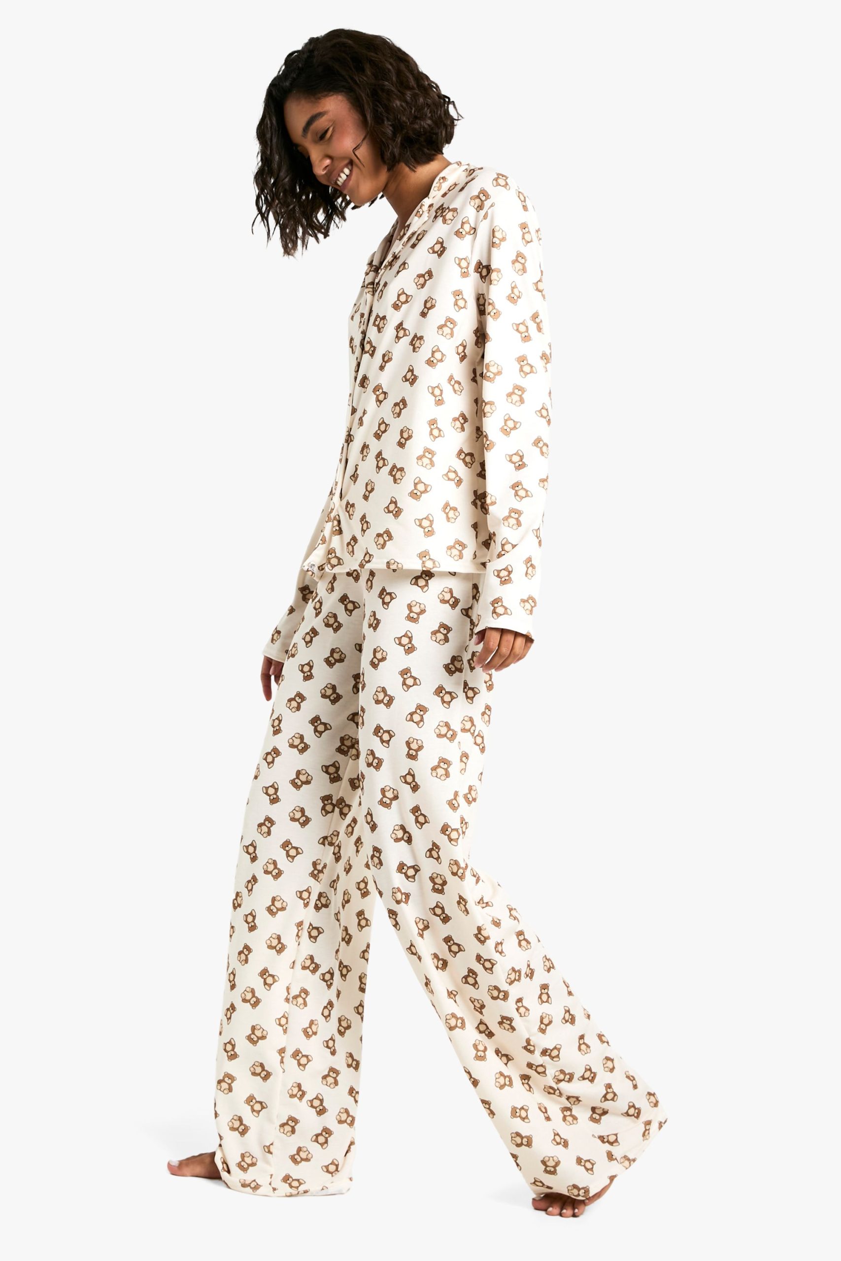 Tall Bear Print Long Sleeve Shirt & Trousers Pyjama Set - Image 3