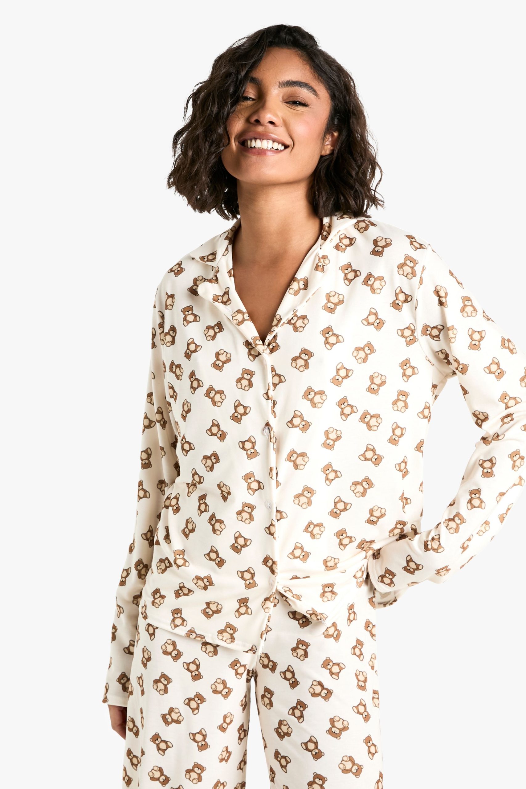 Tall Bear Print Long Sleeve Shirt & Trousers Pyjama Set - Image 4