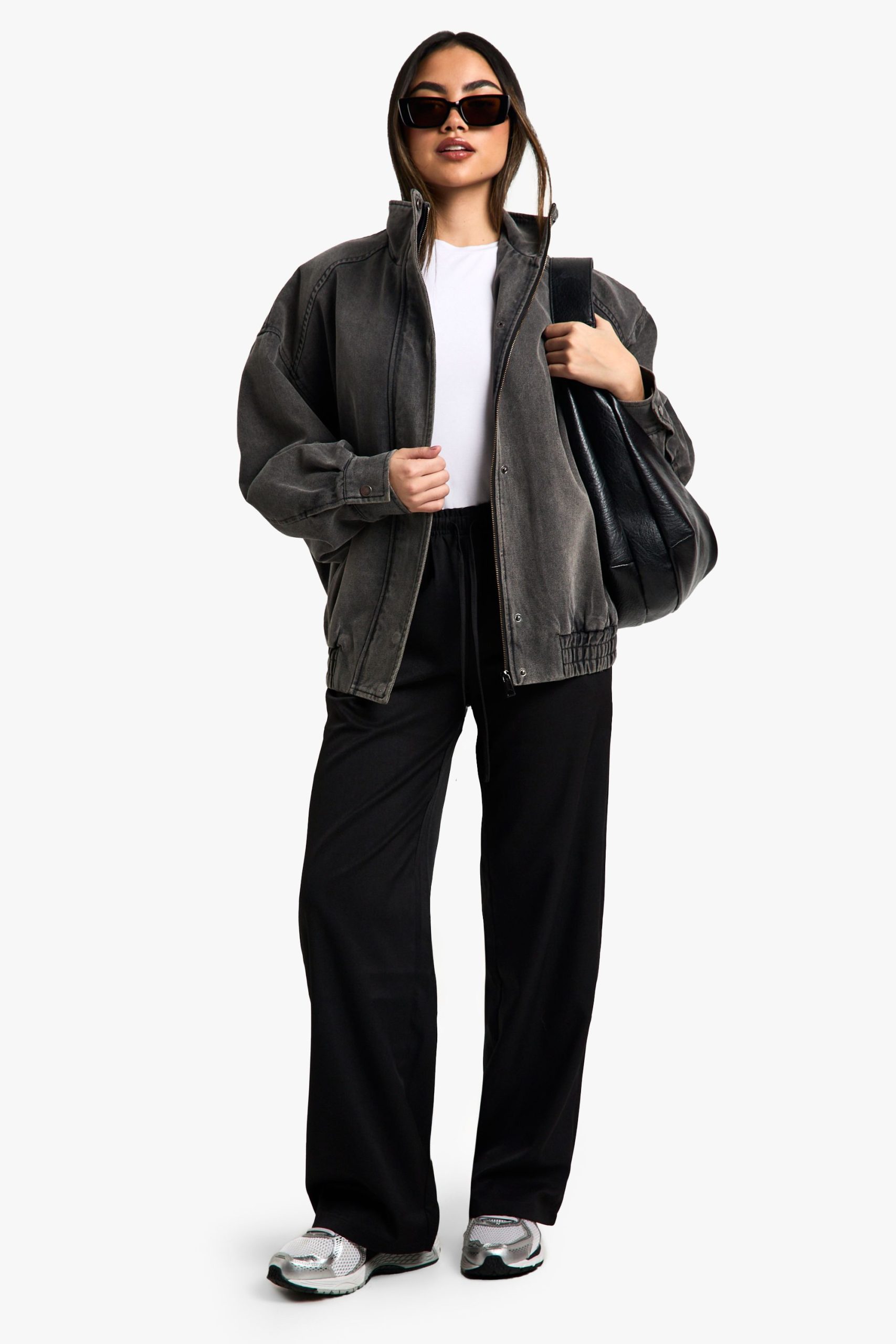 Denim Oversized Bomber Jacket - Image 3