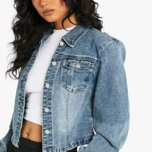 Shoulder Pad Detail Denim Jacket
