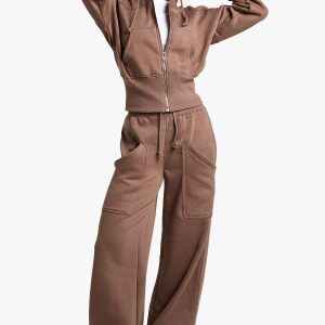 Deep Hem Hoodie And Straight Leg Jogger Tracksuit
